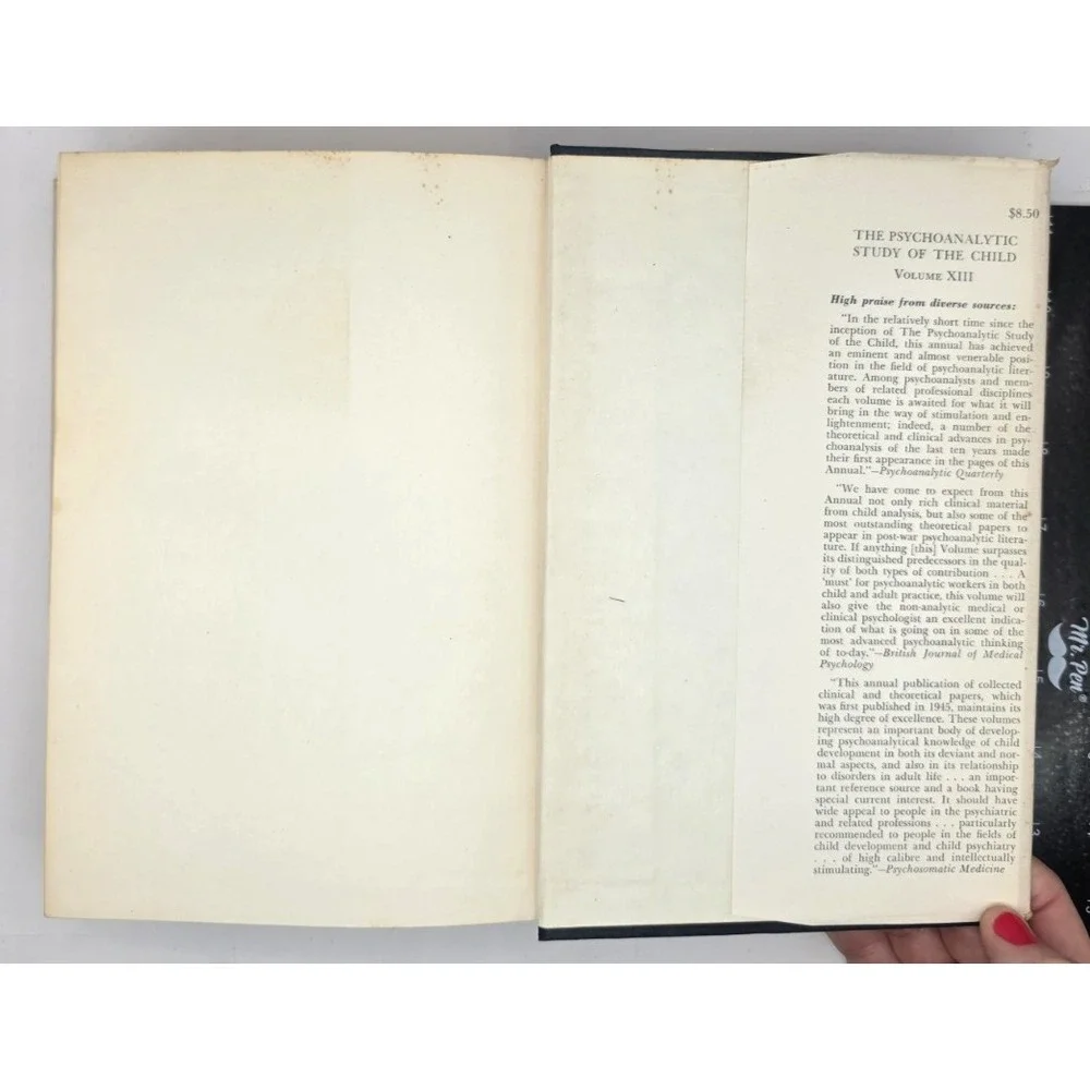 The Psychoanalytic Study‎ of the Child Vol XIII Hardcover w/DJ & Ephemera